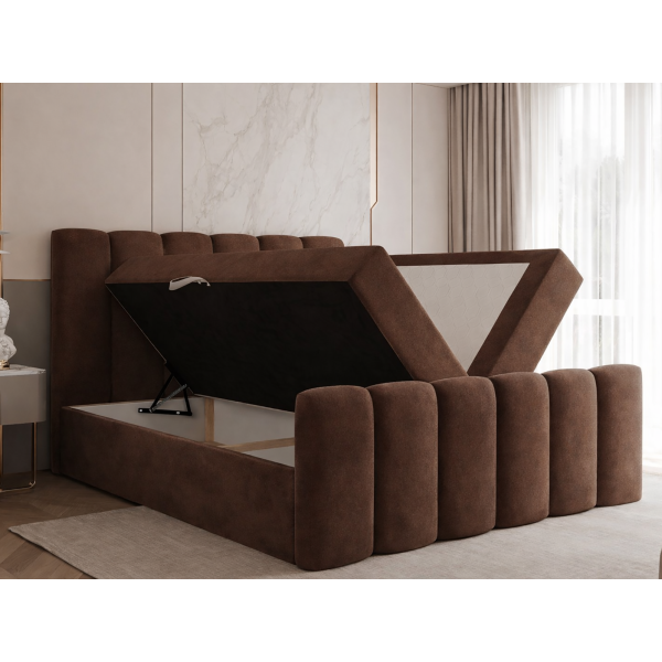 ŁÓŻKO TAPICEROWANE KONTYNETALNE PURO 140X200 Z PRZESZYCIAMI WYBÓR TKANIN - POJEMNIK